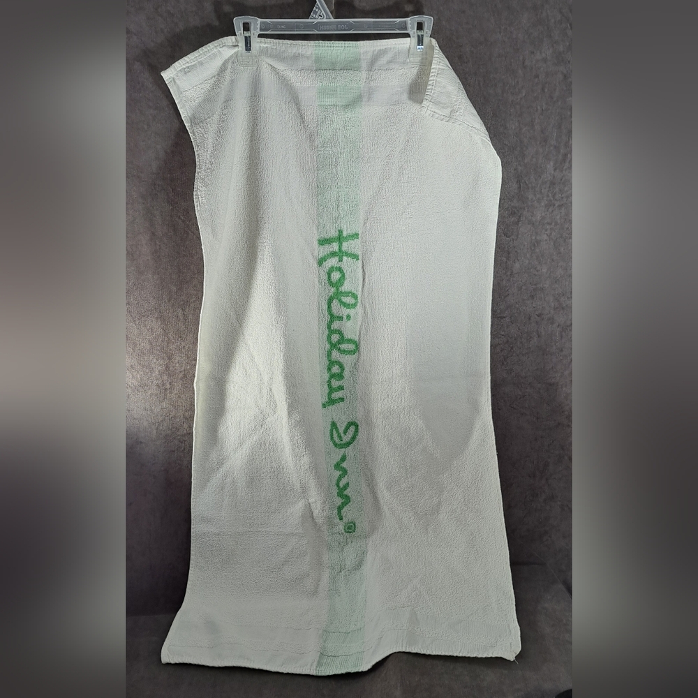 Vintage Holiday Inn Terry Cloth Bath Towel White with Green Logo 43" x 23" G